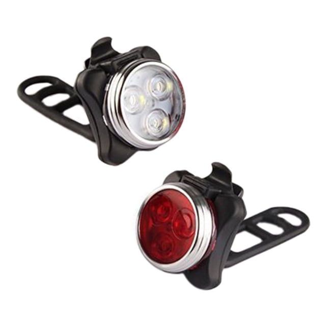 USB Rechargeable Bike Front Rear Light Set with 4 Light Modes