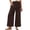 Brown, variant on Women's Cotton Linen Harem Pants High Waisted Criss-cross Waistband Trousers Relaxed Fit Cropped Wide Leg Lounge Pants with Pockets