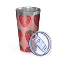 thumbnail image 2 of 16oz Tumblers Pink Strawberry Plants Fruit Stainless Steel Vacuum Insulated Double Wall Travel Tumbler Cups Mug with Lid and Straw,Cleaning Brush for Coffee,Tea, 2 of 4