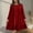 Wine, variant on Hanen Plus Size Solid Color Baby Doll Dress - Women's Long Sleeve Round Neck Casual Sundress with Ruffle Hem, Oversized Flowy Beach Dress