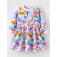 thumbnail image 7 of WIBACKER Little Girls Cotton Jersey Dress Floral Casual Sweater Dress Winter Long Sleeved Dresses 2T-7Y, 7 of 7