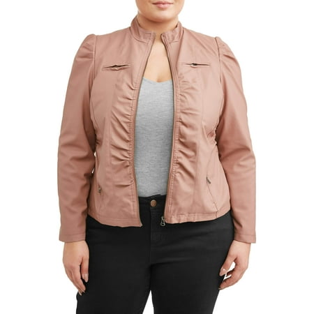Women's Plus Size Ruched Bomber Jacket