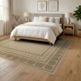thumbnail image 3 of ODIKA 6'x9' Beige Traditional Geometric Washable Area Rug Classic Ornamental Motif With Intricate Corner And Decorative for Dining Room, Under Table, Office Décor, Non-Slip Chair-Friendly, 3 of 7