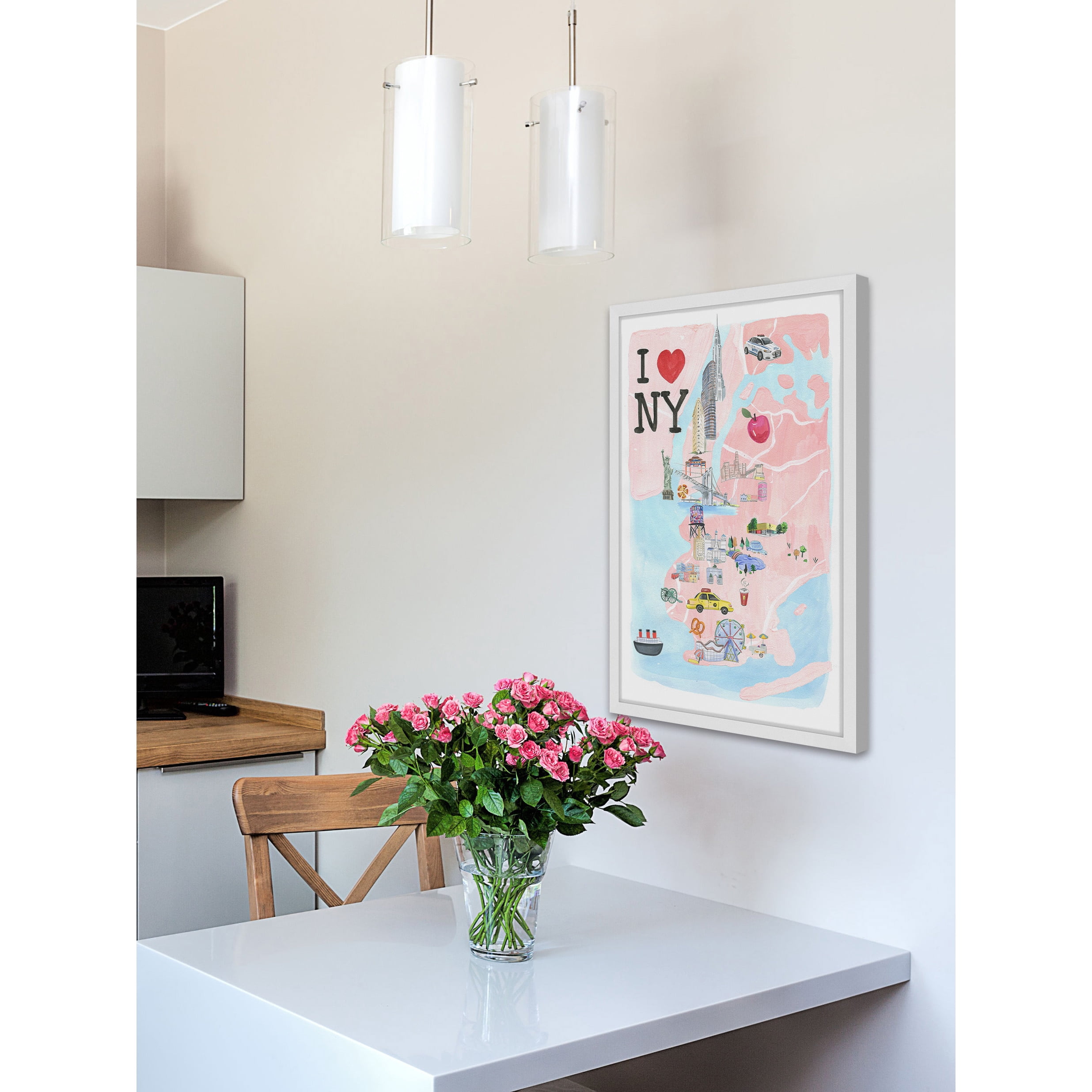 "I Love NY Site Map" Framed Painting Print
