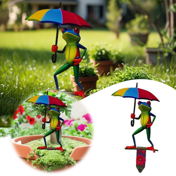 Card Slot 1 Colorful Metal Decoration for Indoor Outdoor Ground Stake - Garden Statue Art with Easter Design and Finish