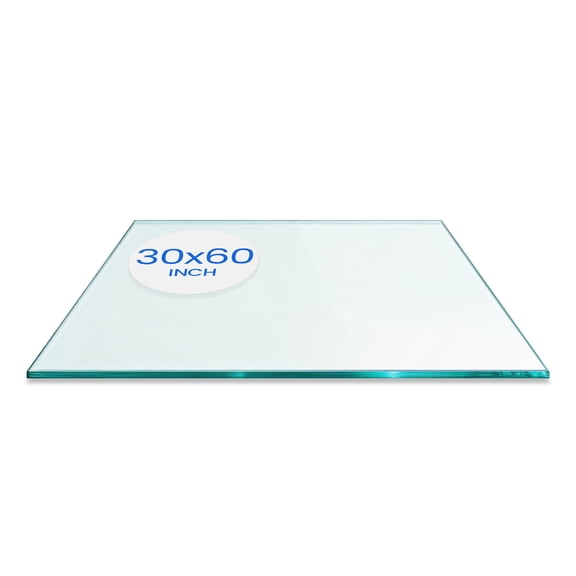 Dulles Glass 30"x60" Rectangle Table Top 1/4" Thick, Flat Polished Tempered Glass for Indoor Dining or Outdoor Patio, 38 Pounds