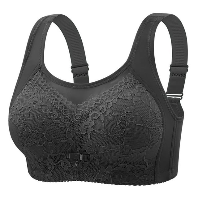 Kaemgyyd Women's Full Coverage Bras Embroidery No Underwire Padded Lace Bra Plus Size Adjustable Strap Lift up Bras
