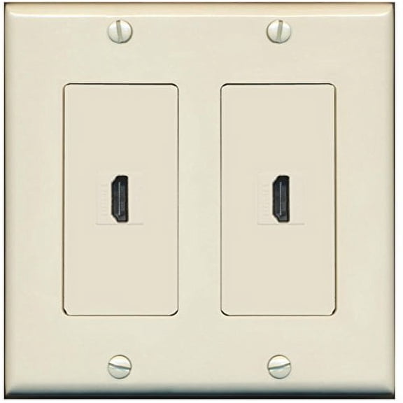 RiteAV - 2 Port HDMI - Dual Gang Wall Plate - Light Almond