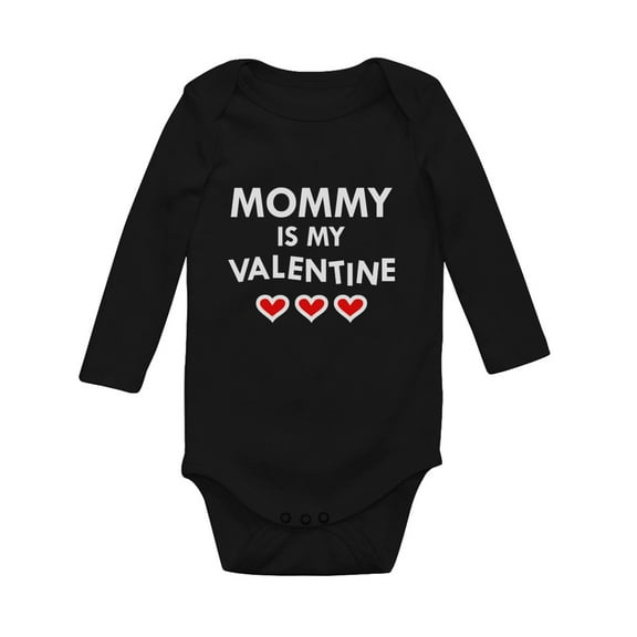 Tstars Boys Unisex Valentine's Day Love Mommy Is My Valentine Mom and Infant Gift for Valentine's Day Gift Idea for Boy Baby Long Sleeve Bodysuit