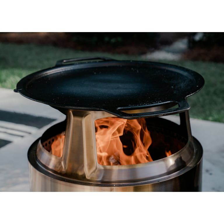 An 8 inch cast iron skillet fits perfectly on a solo camping stove