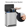 thumbnail image 4 of Lumiparty 60L/16 Gal Dual Compartment Kitchen Trash Can, 2×8 Gal Stainless Steel Pedal Bin with Removable Baskets for Dining Room/Office, Silver, 4 of 8