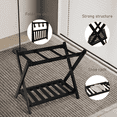 thumbnail image 4 of Fionafurn Solid Wood Folding Luggage Rack with Heavy-duty Straps and Shelf - New Black, 4 of 8