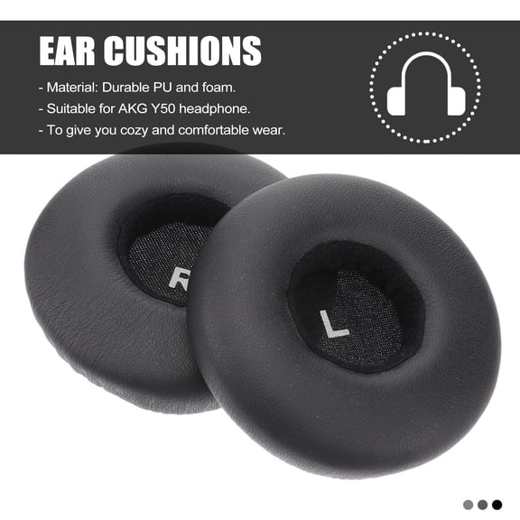 Black Replacement Ear Pads for Headphones, Soft PU Foam Cushions for Comfortable Fit and Improved Sound Isolation