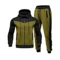 thumbnail image 2 of LEKWK Tracksuit Men Color Block Athletic 2 Piece Sweatsuit Sport Activewear Zip Up Hooded Jacket and Joggers Matching Outfits for Running Workout, 2 of 5
