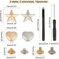 thumbnail image 2 of 60Pcs Leather Rivets Metal Heart and Star Shaped Rivet Studs Decorative Spot Button Rivets DIY Button Studs Garments Accessories for Bag Purse DIY Crafts for diy, 2 of 5