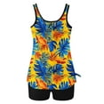 thumbnail image 5 of Qepwscx Womens Swimsuits Sets Floral Hawaii Print Two-Piece Tankinis Swimdress for Women High Waisted Bathing Suits Tropical Graphic StrapeTank Top with Shorts 2025 Swimwear, 5 of 6