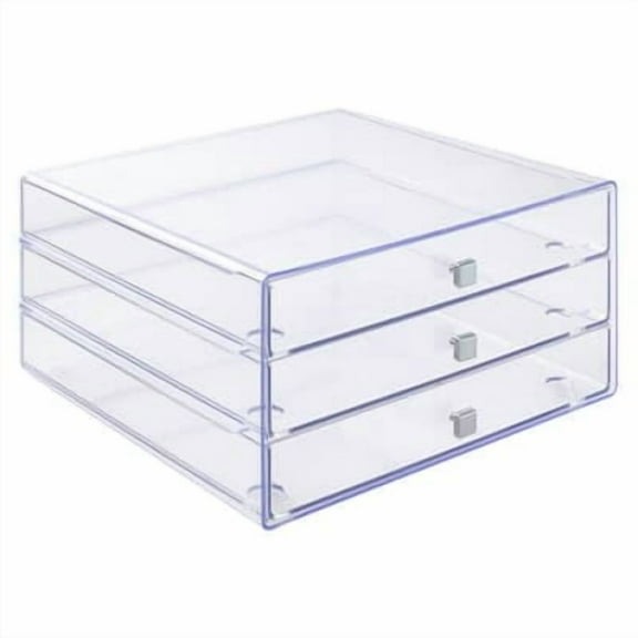 Clear 3-Drawer Organizer by Simply Tidy - Organize Cosmetics - Stationary - and Arts & Crafts - Bulk 4 Pack