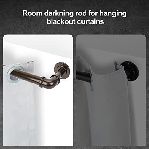 2 Pack Bronze Industrial Curtain Rods for Windows 48 to 84 Inch(4 to 7 Feet), 1 Inch Diameter Blackout Wrap Around Adjustable Heavy Duty Window Drapery Rods, Indoor and Outdoor