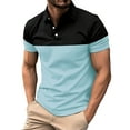 thumbnail image 2 of Golf Shirts for Men Color Block Pollover Men's Polo Shirts Short Sleeve Heathy Moisture Wicking Casual Collared Shirts Button Down with Pockets Polo T Shirts for Men, 2 of 5