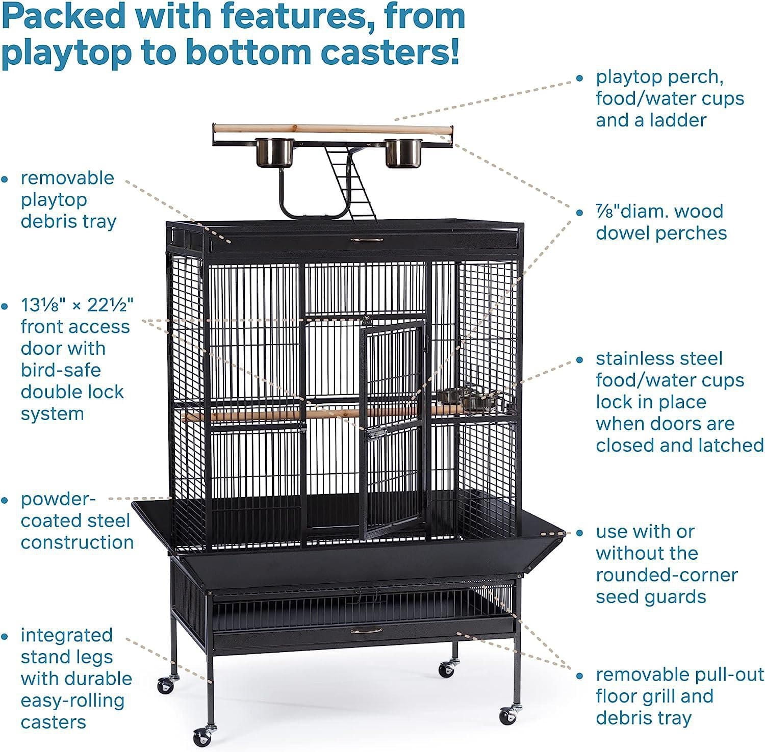 Prevue – Perroquet en fer forgé, noir