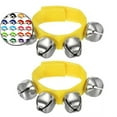 thumbnail image 1 of Dvruxg 2 Pcs Clochettes de Poignet, Grelots Clochettes de Cheville Clochettes de Poignet Bracelet Instruments de Percussion Bande Rythmique Musicale 4 Clochettes Argentées pour Fête Noël (Jaune), 1 of 3