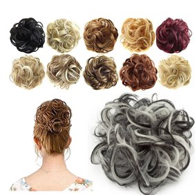 Florata Human Hair Bun Extensions Wavy Curly Messy Hair Piece