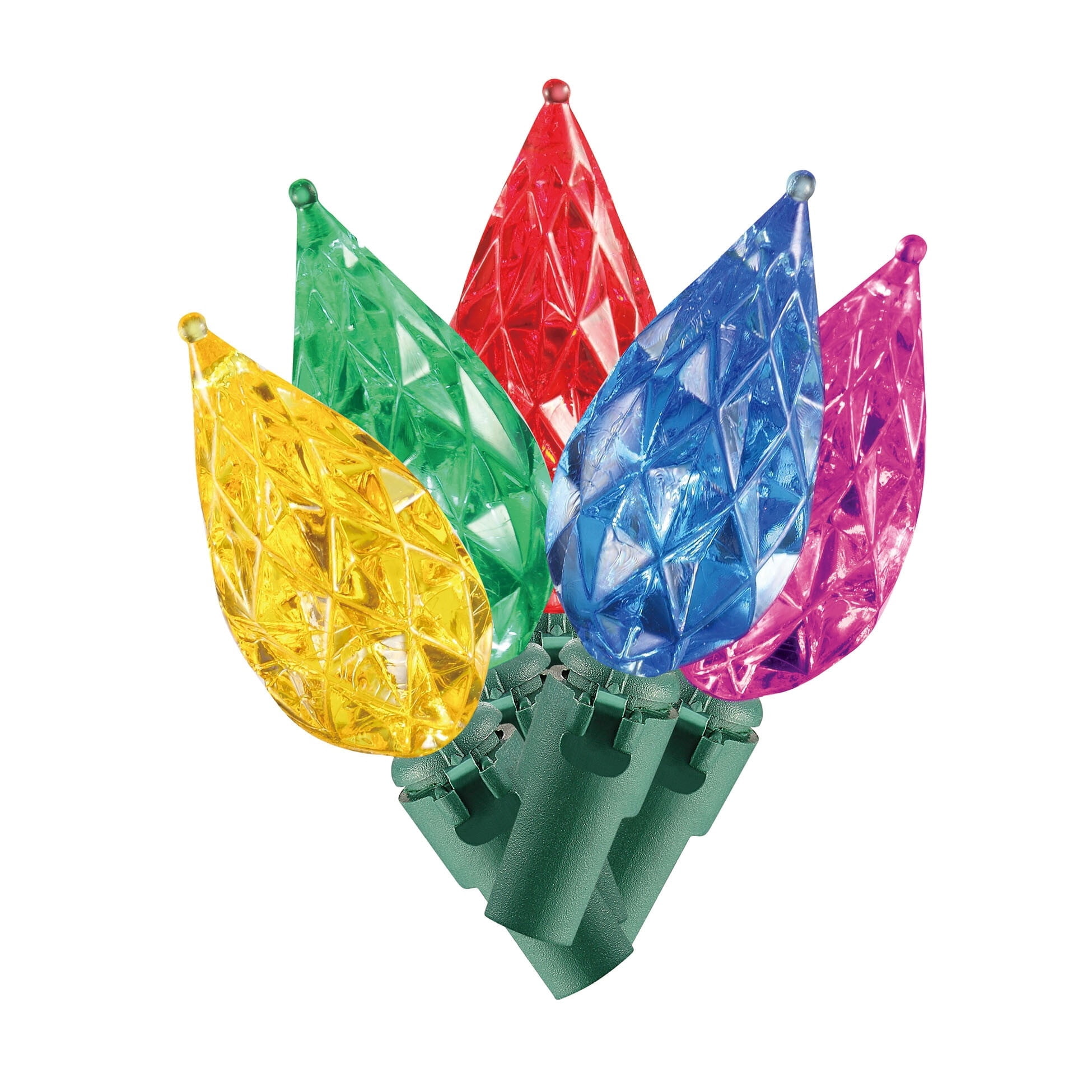Indoor/Outdoor 60-Count LED Teardrop C6 Christmas String Lights, Multicolor, Green Wire, 19.7', by Holiday Time