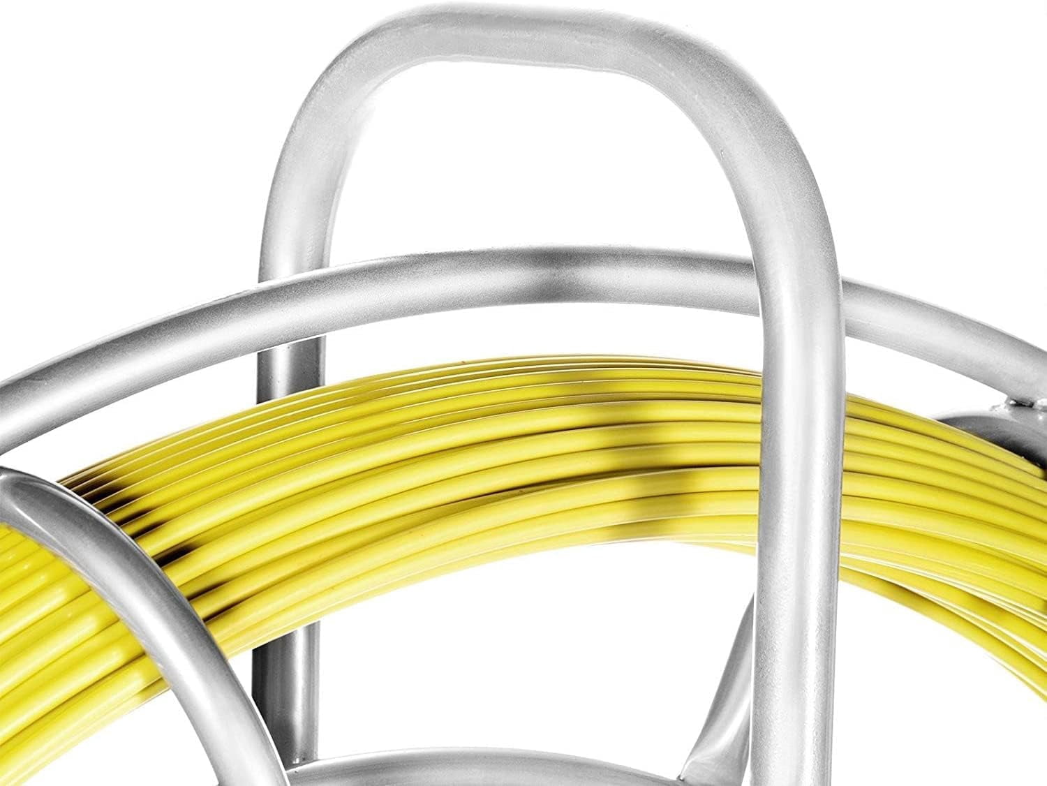 Fish Tape Fiberglass 6MM 656FT,Duct Rodder Fish Tape Puller Fiberglass Wire Cable Running with Cage and Wheel Stand,Durable Steel Reel Stand,Fish Tape Min Bending Radius 13 inch/330 mm (6mm 656Ft)