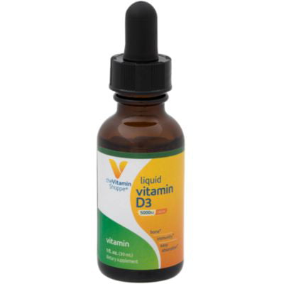 Vitamin Liquid D3 5000IU, Supports Bone  Immune Health, Aids in Healthy Cell Growth  Calcium Absorption, Citrus Flavor, 1 Fluid Ounce  by The Vitamin