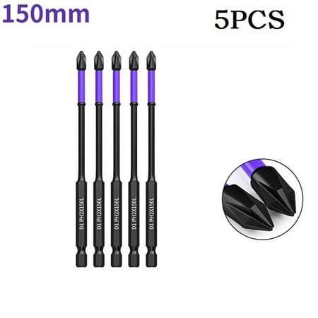 

5PC Non-slip PH2 Magnetic Batch Head Cross Screwdriver Hardness Drill Bit