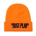 thumbnail image 2 of Men's Autumn/Winter Solid Color Knitted Warm Big Headband Embroidered Pullover Hat, 2 of 3