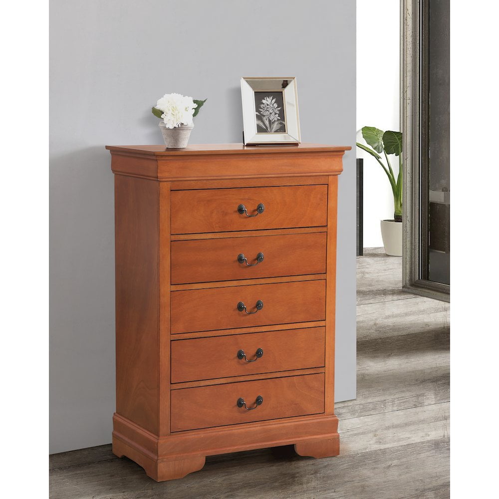 Glory Furniture Louis Phillipe Chest in Oak Color