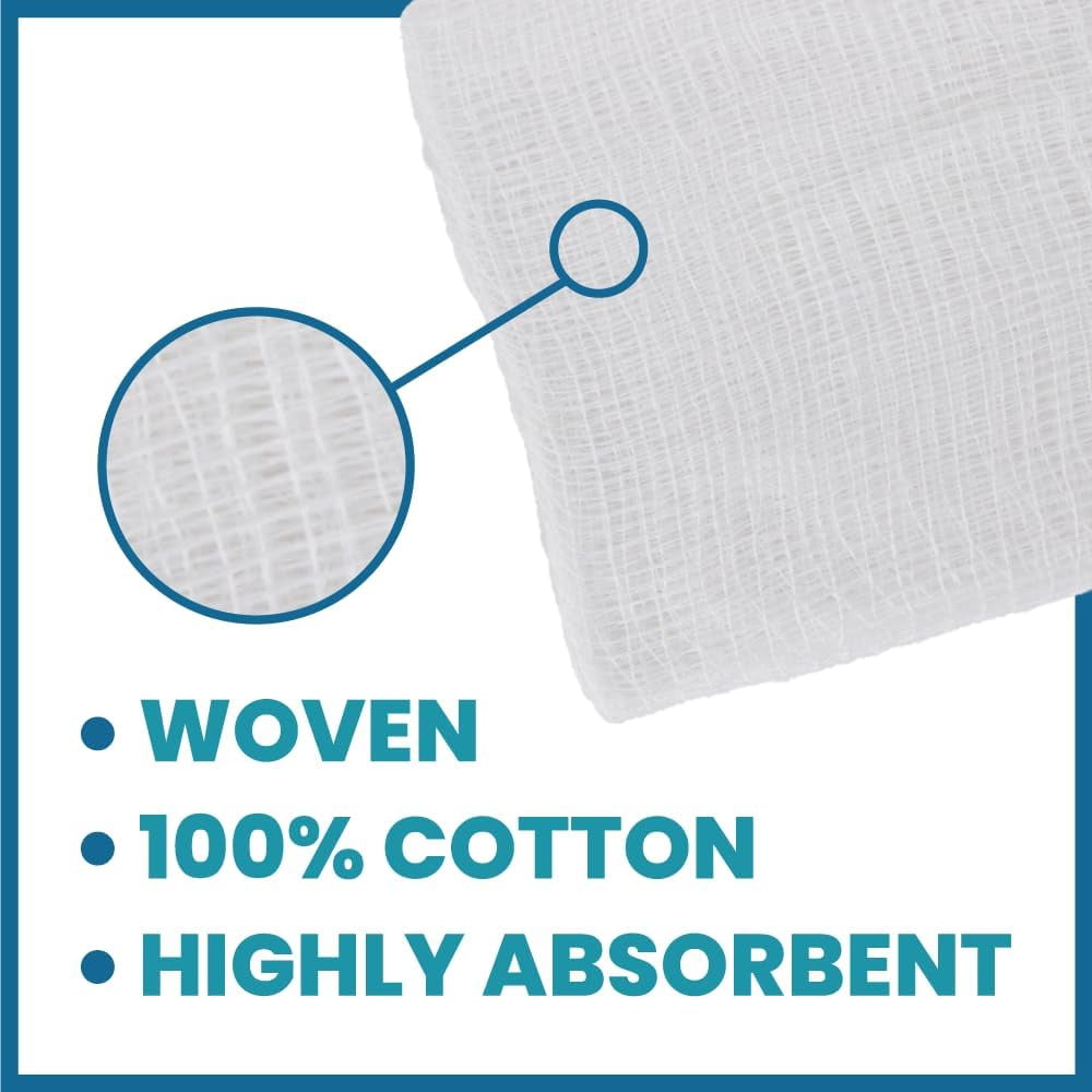 Oasis Gauze Sponges, 100% Cotton, Woven Non-Sterile Gauze, 1200 Pc (6 Packs of 200) (3"x3", 12-Ply)