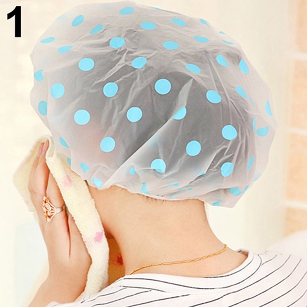 Lovely Dots Thickened Waterproof Transparent Shower Cap Bathroom