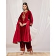 thumbnail image 3 of Futragabha Maroon Velvet Suit Set with Silk Dupatta, 3 of 3