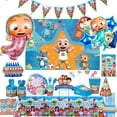 thumbnail image 2 of Decoración para fiestas de cumpleaños con dibujos animados de Disney COCoOMELONS, vajilla desechable para baby shower, fondo con globos, 2 of 5