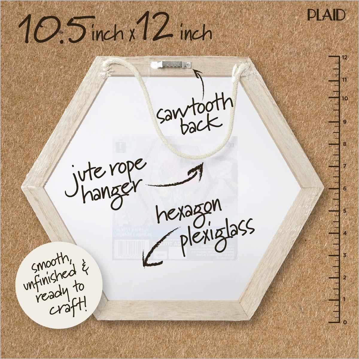 Plaid Unfinished Wood Surfaces Hexagon Plexiglass Panel, 10.39" x 12" x .75", Hexagon Plexiglass Panel
