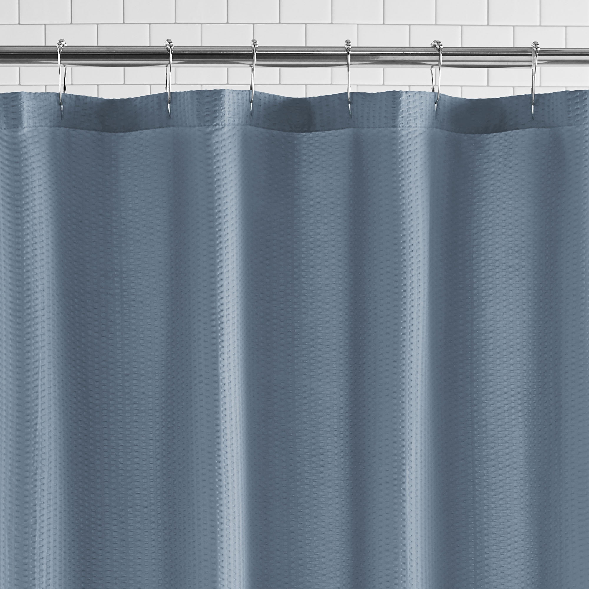 Mainstays Water Repellent Microfiber Fabric Shower Liner, 70 x 72 in., Blue