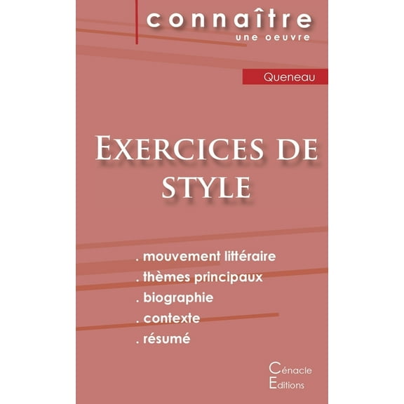 Fiche de lecture Exercices de style de Raymond Queneau (Analyse littéraire de référence et résumé complet), (Paperback)