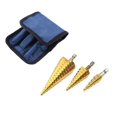 thumbnail image 5 of Juego de brocas escalonadas de titanio y acero de alta velocidad de 3 piezas con bolsa compatible con controlador de impacto, 5 of 5