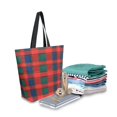 thumbnail image 2 of FORMRS Womens Canvas Tote Bag with Zipper Inner Pocket Shoulder Handbag, Red and Blue Pattern, 2 of 7