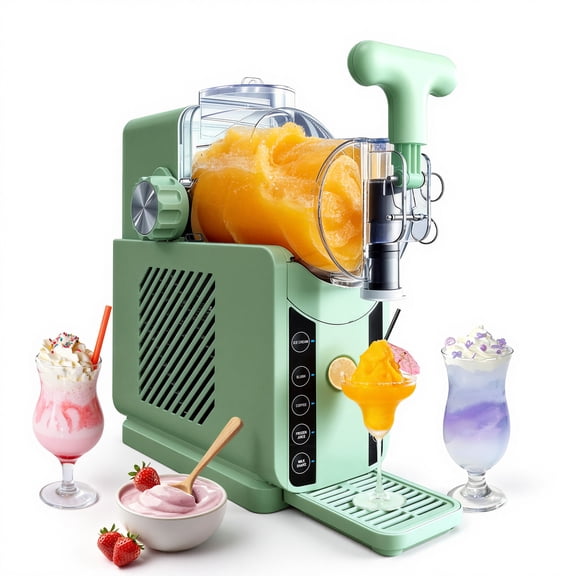 2-in-1 Slushie & Ice Cream Maker, 5 Modes Green Frozen Drink Machine, No Ice Needed, Makes Slush, Coffee & Frozen Juice, Self-Cleaning Household Slush Maker, Perfect Gift