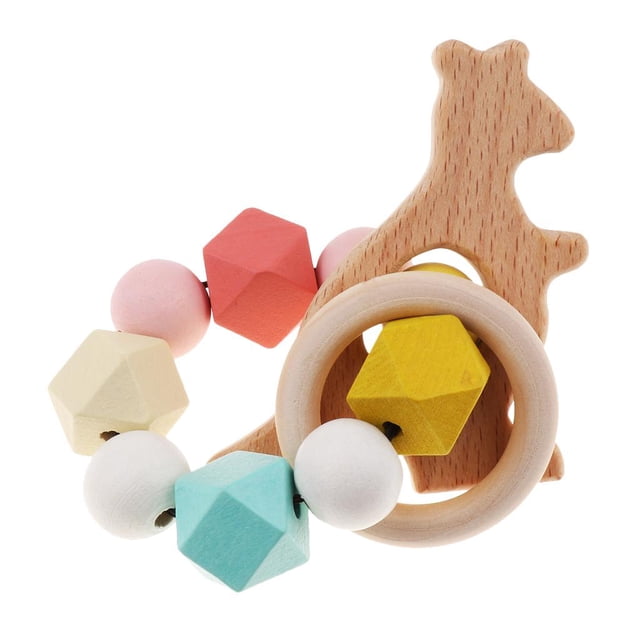 Anillos de de Bebés Mordedor Juguetes de Necesidad Especial Aprender Macarena Pulsera de la dentición de madera