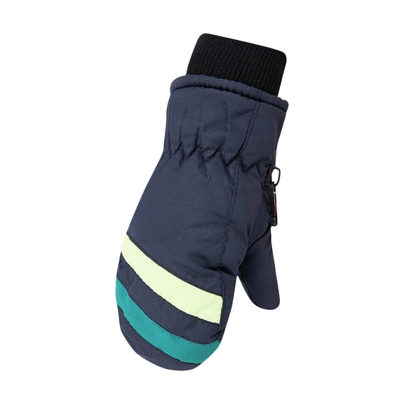 Alkepwun Mittens for Kids Fleece Lined Thickened Warm Waterproof Ski Mitts with Printed Pattern Comfortable Outdoor Cold Resistant Ribbed Cuff Gloves Anti Slip Wear Resistant Connecting Buckle Glove