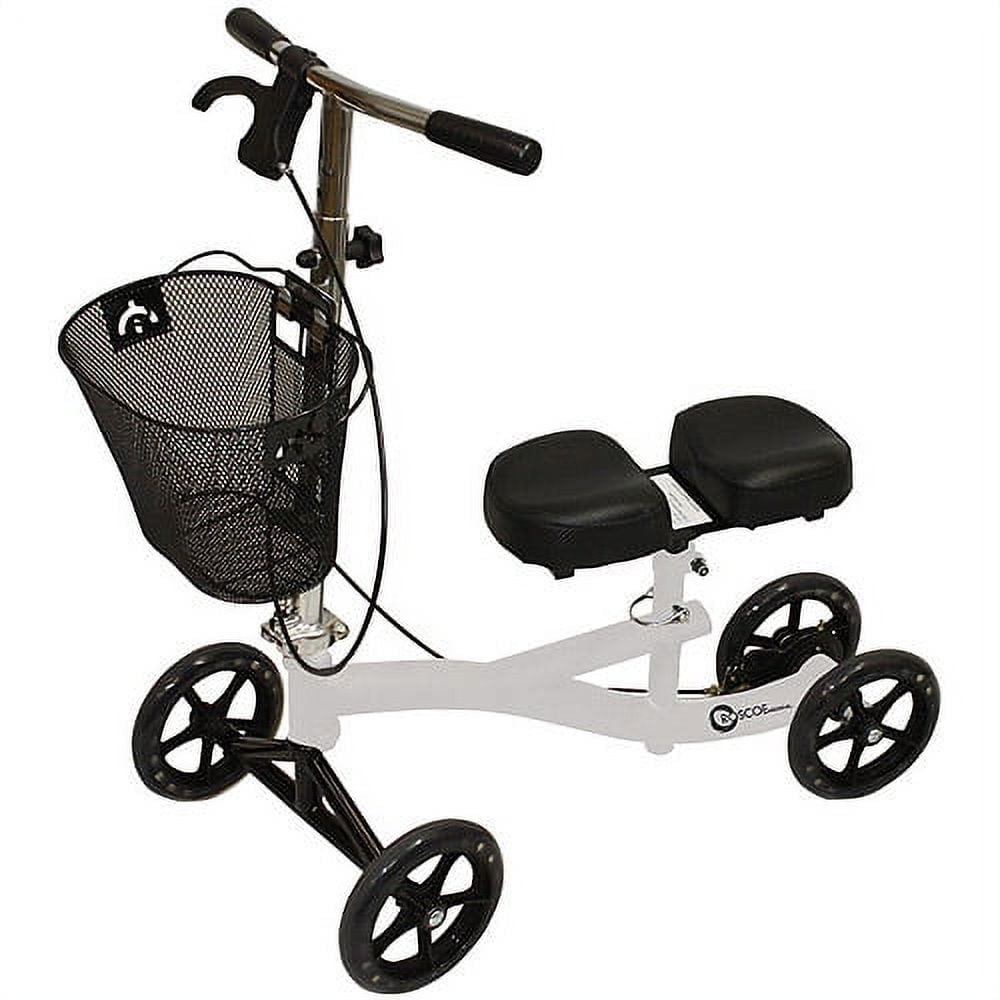 Roscoe Medical Knee Scooter with Basket and Padded Seat for Seniors and Adults, 350 lb Capacity
