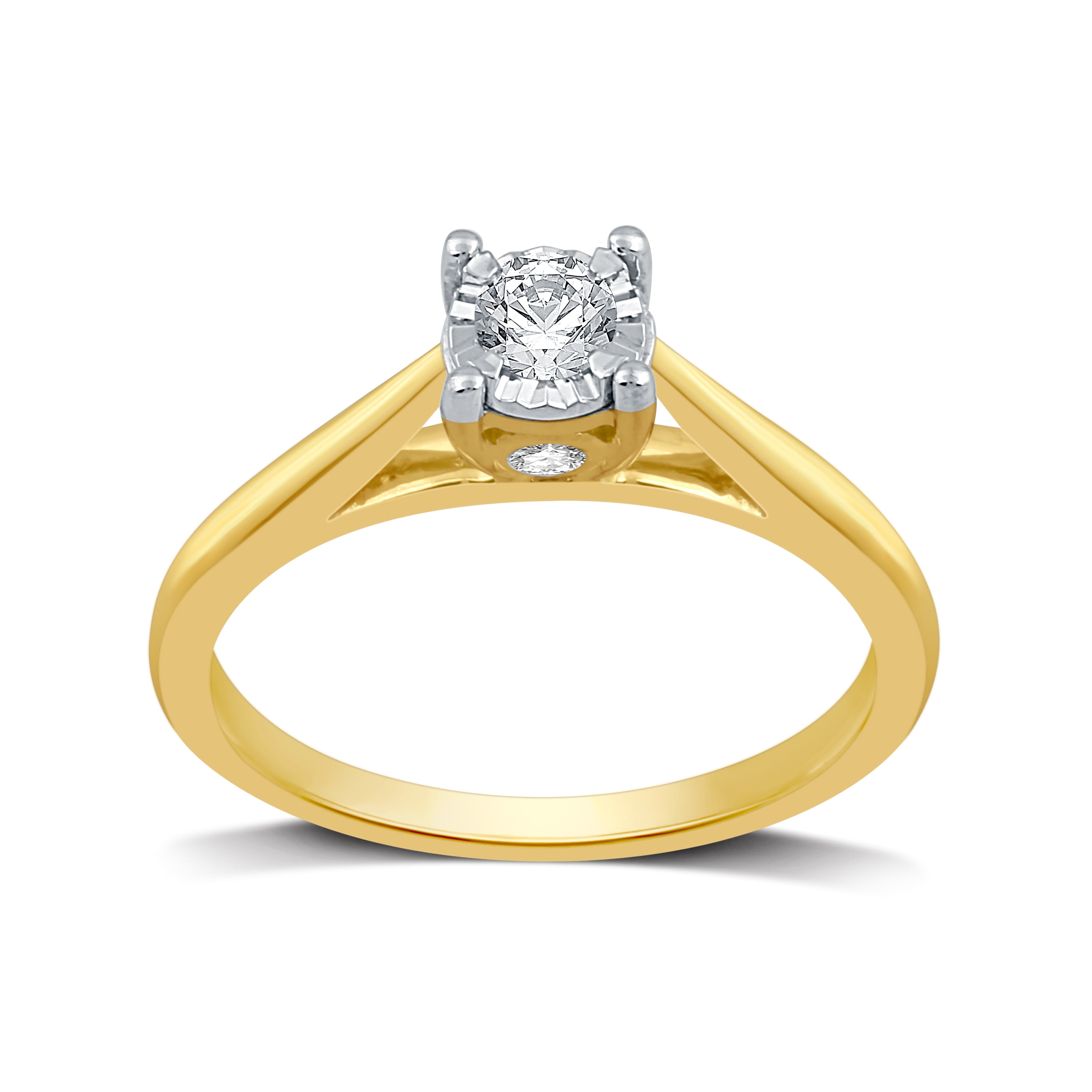 Forever Bride 1/4 Carat T.W. Round Diamond 10 kt Yellow Gold Miracle Plate Solitaire Ring