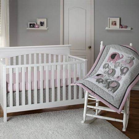 Little Bedding by NoJo Elephant Time 3 Piece Crib Bedding Set,