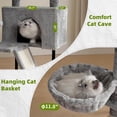 thumbnail image 4 of Cat Tree, Cat Tower for Indoor Cats with Scratching Post for Small Cats and Kittens, Cat House with Removable Top Platform and Fluffy Balls, Hanging Cat Basket, Light Gray, 4 of 9