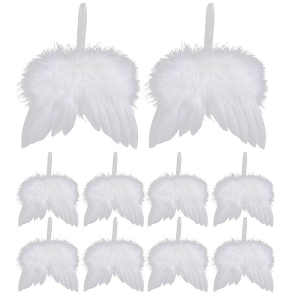 HUISZJ 10 Pcs White Angel Mini Christmas Tree Decoration Angel Wing Decor Supplies (Wing)
