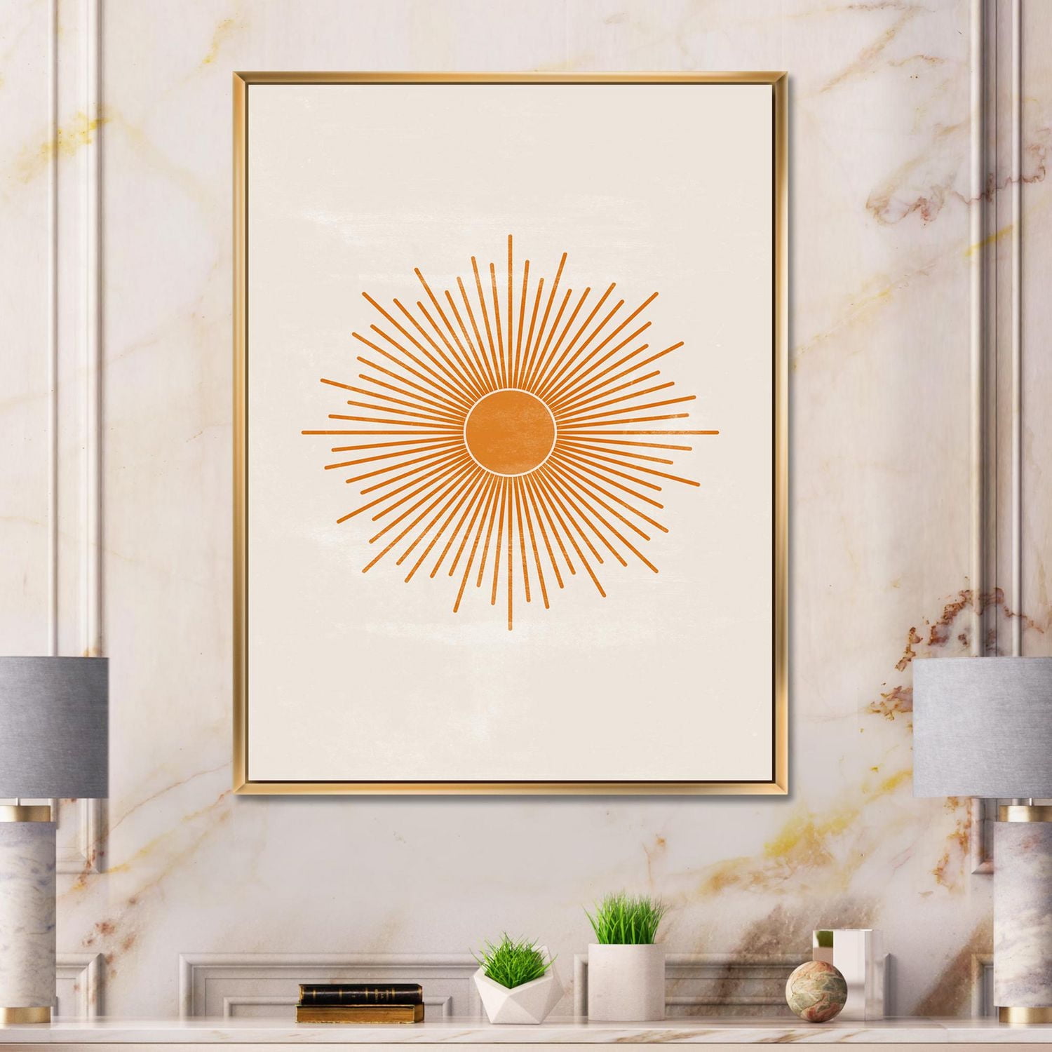 Designart Orange Sun Print II FLOAT FRAME WALL ART